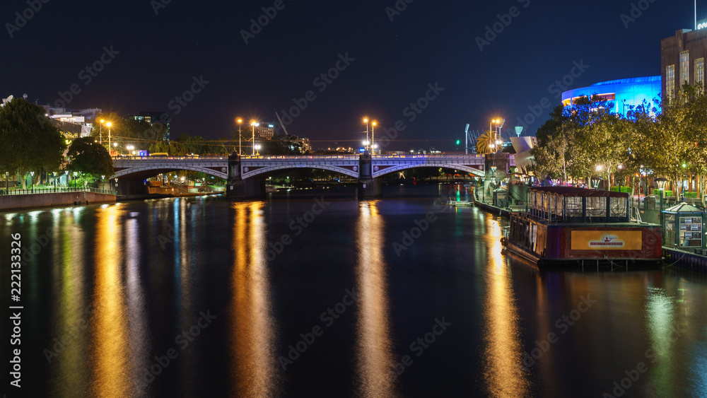 Bridge in city at night, cityscape