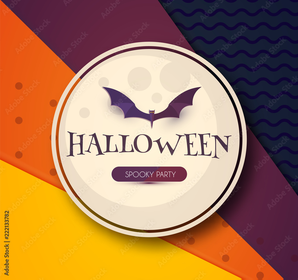 Obraz premium Halloween Party Design Template with Moon Light and Bat.