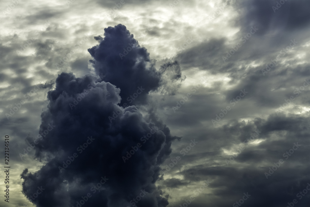  hurricane florence approaching toward east coast of  United States.clouds on dark sky.