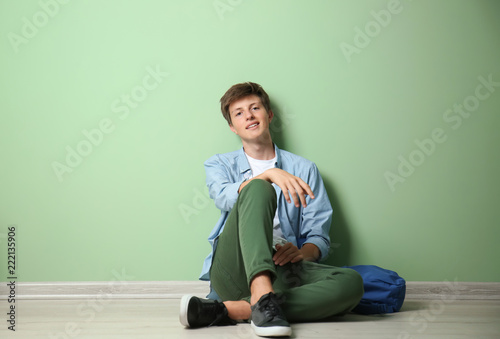 Teenage boy with backpack s...