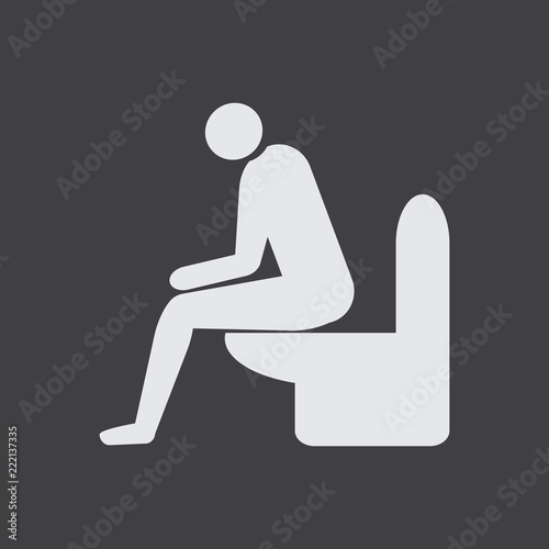 Diarrhea male vector icon. Man sitting on the toilet. Medicine or antibiotic side effect.