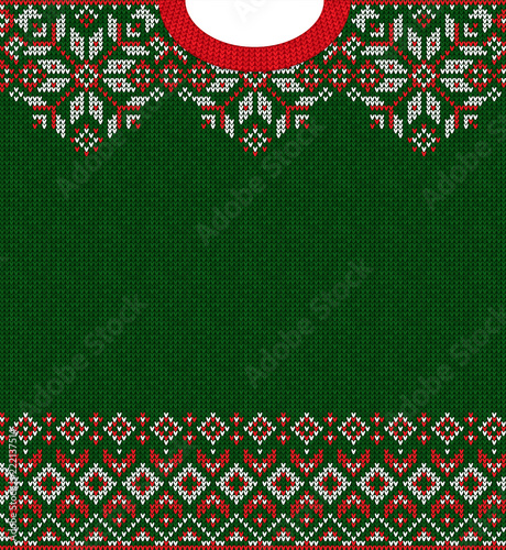 Merry Christmas Happy New Year greeting card frame knitted pattern