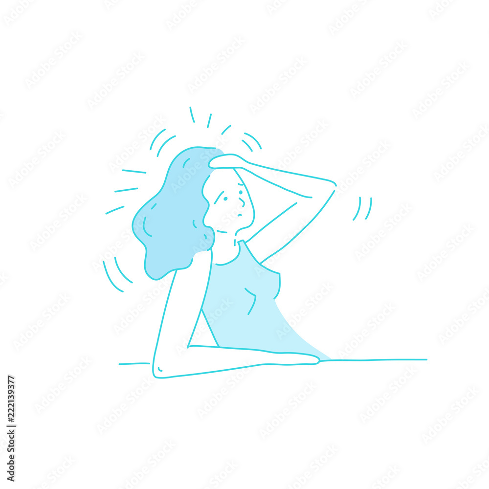 Sick stressed dizzy person Vector hand drawn illustration Sick stressed dizzy person Vector hand drawn illustration