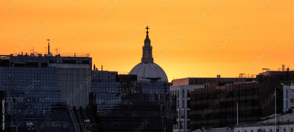 Romantic sunset sky in London