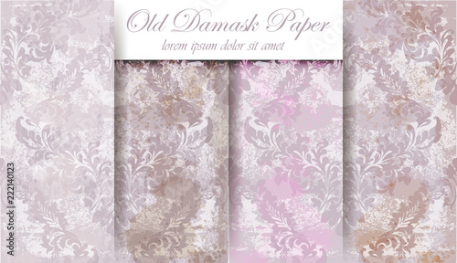 Damask ornament Vector set backgrounds. Stylish patterns decor. trendy pastel...