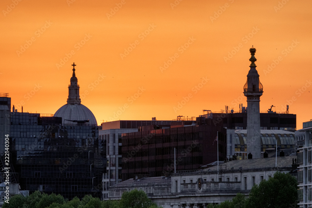Romantic sunset sky in London