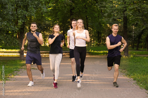 Young sporty people running outdoors