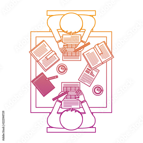 business teamwork in the office aerial view
