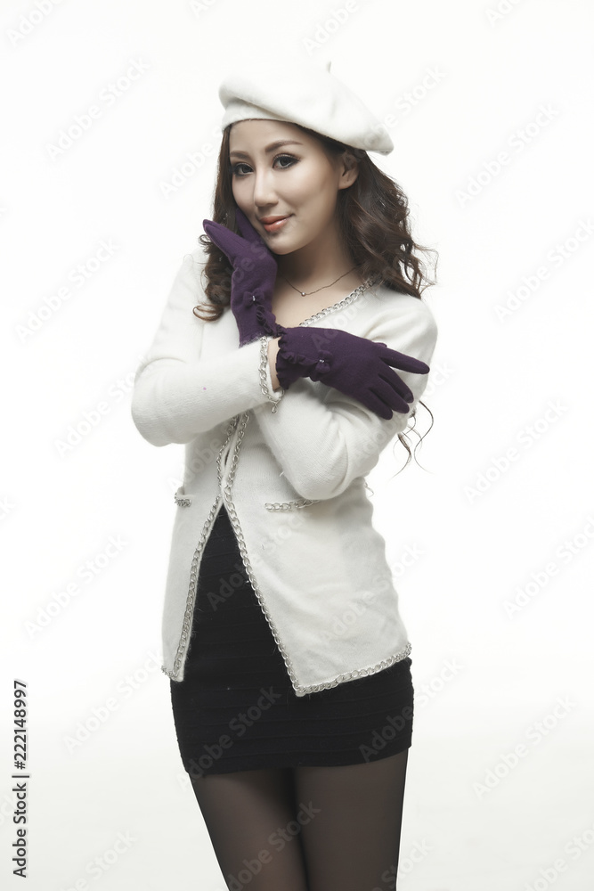 Portrait of mature sexy and generous Asian girl in white background Portrait of mature sexy and generous Asian girl in white background