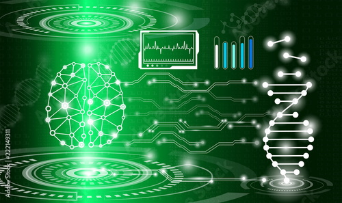 abstract background technology concept in green light,human body heal,technology modern medical science in future and global international medical with tests analysis clone DNA human