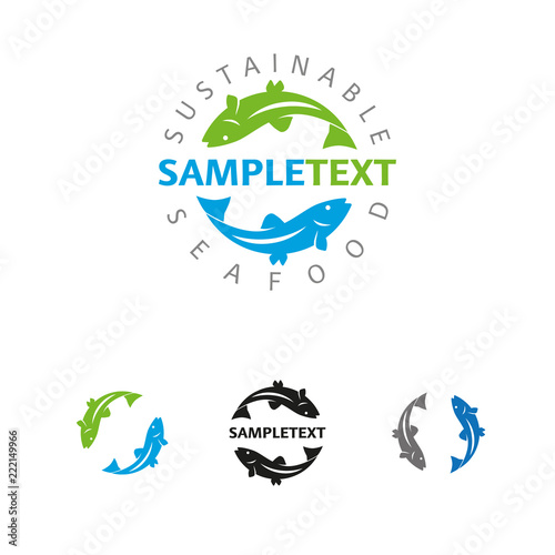 Seafood company vector logo template