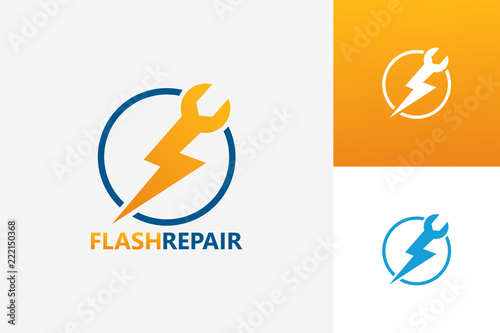 Flash Repair Logo Template Design Vector, Emblem, Design Concept, Creative Symbol, Icon