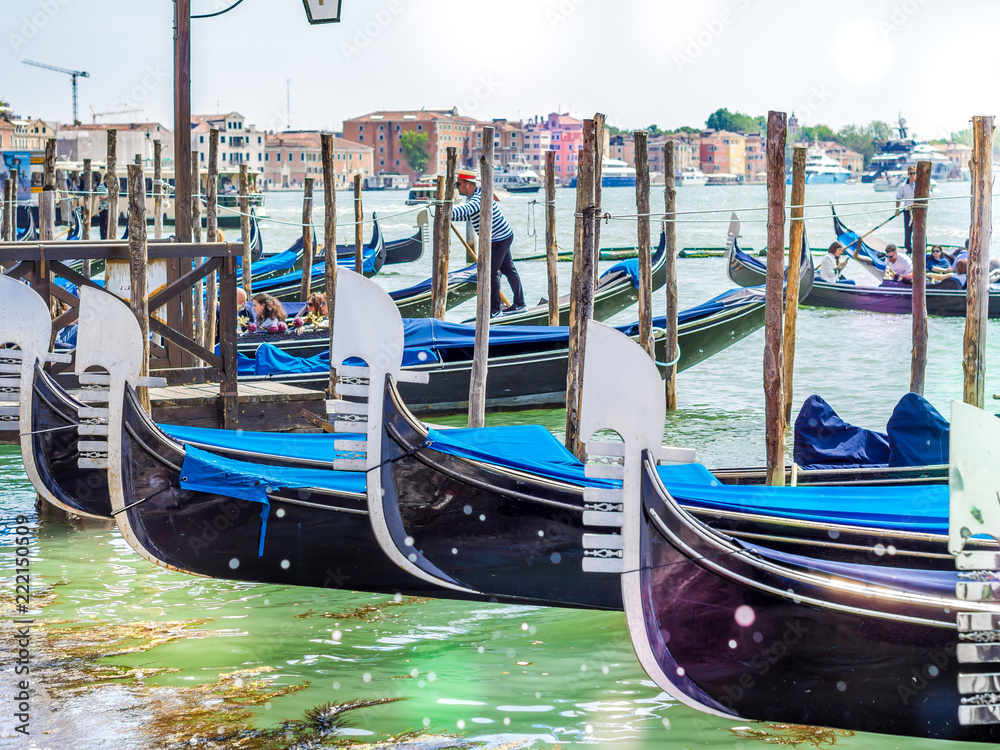 Venice, Italy: Gondolas moored near Saint Mark's Square (Piazza San Marco)