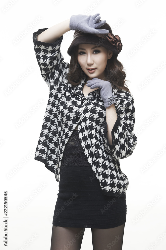 Portrait of a ridiculous Asian girl in white background Portrait of a ridiculous Asian girl in white background