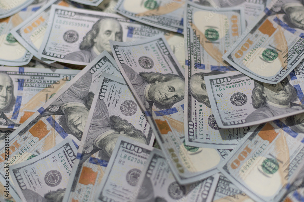 Background of one hundred dollar bills Background of one hundred dollar bills