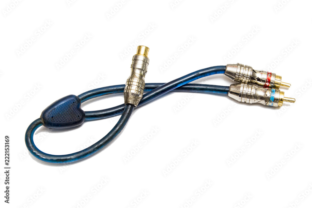 RCA wires on white background RCA wires on white background