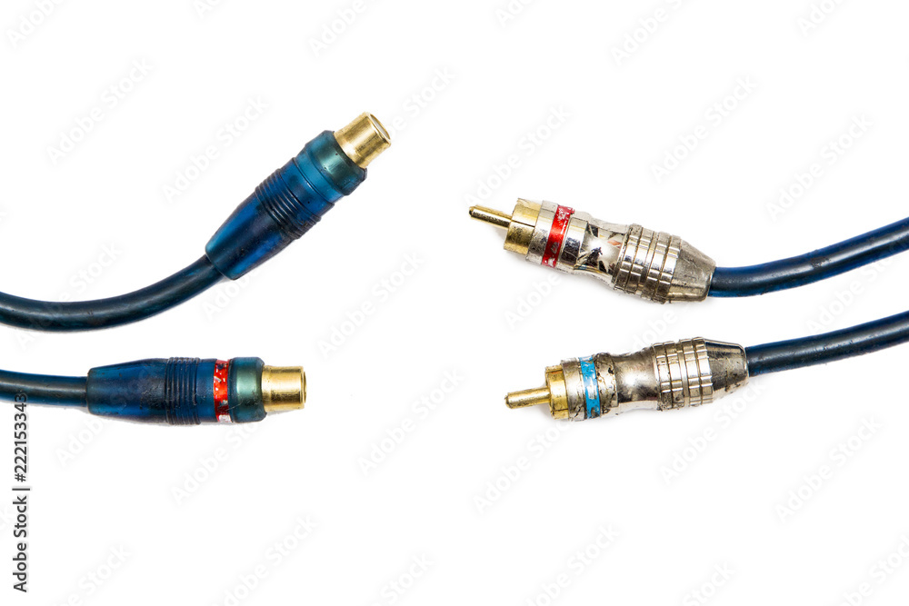 RCA wires on white background RCA wires on white background
