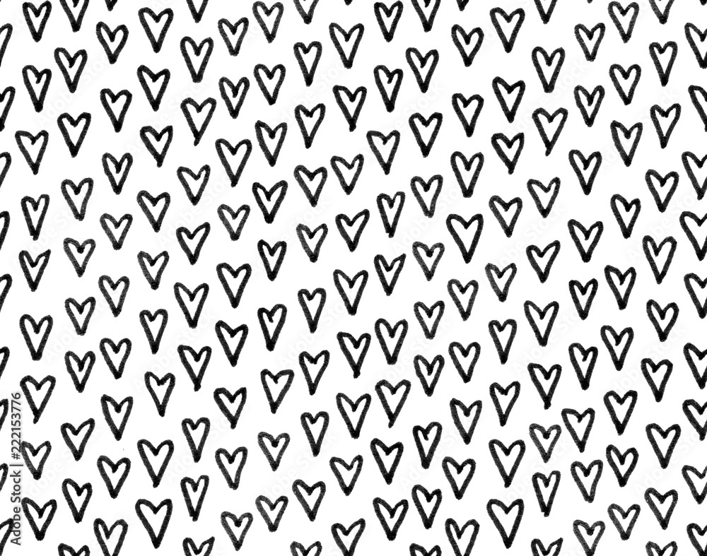 Seamless pattern of hand drawing seample hearts.