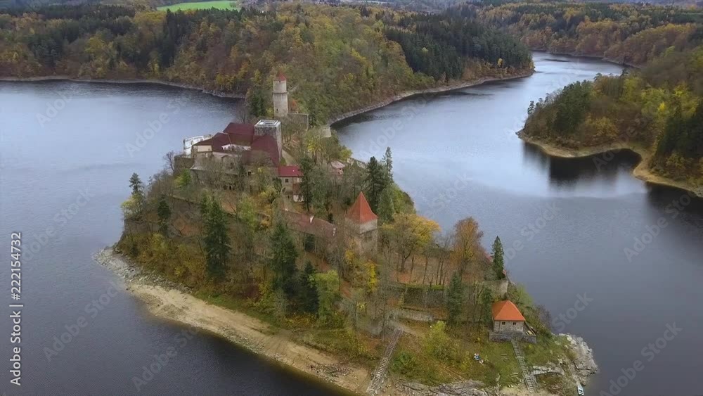 Castle Zvikov in Czech Republic - aerial view - travel and architecture video Castle Zvikov in Czech Republic - aerial view - travel and architecture video