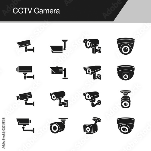 CCTV Camera icons. Design for presentation, graphic design, mobile application, web design, infographics, UI.