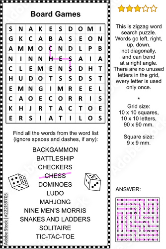 Board Games Word Search