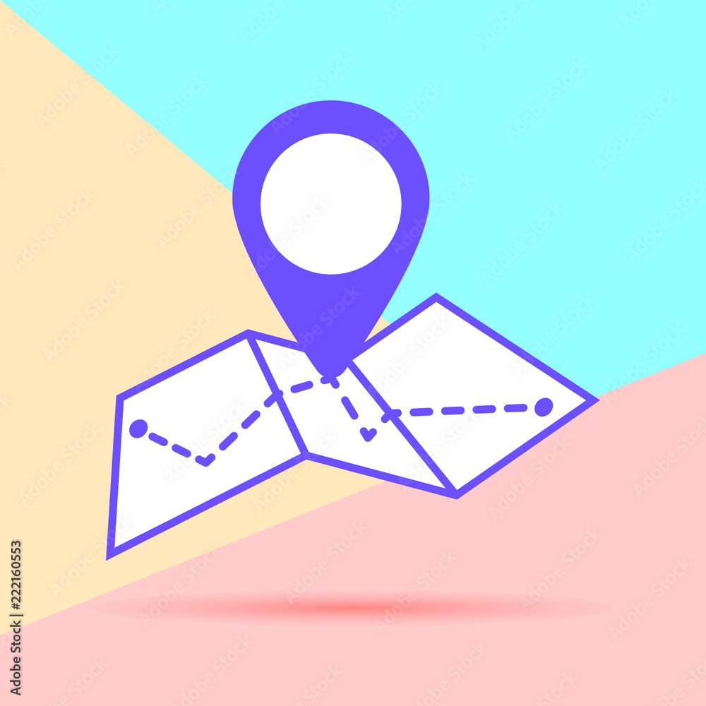 Pastel Pink Map Icon Map Icon In Trendy Flat Minimal Pastel Colored Style On Pink And Blue  Background Stock Vector | Adobe Stock