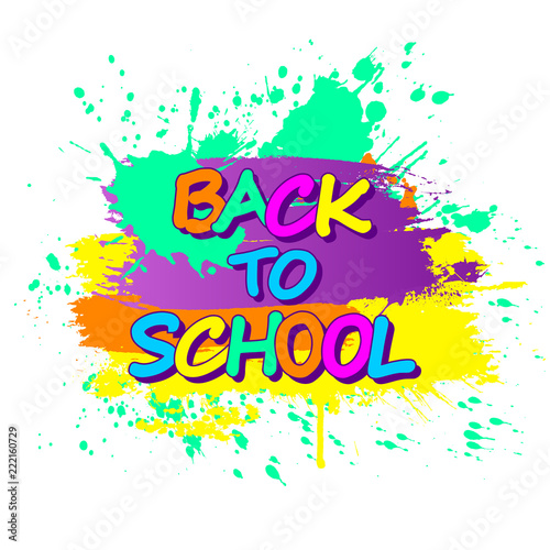 Colorful paint splashes with circular Back to school emblem for children education season
