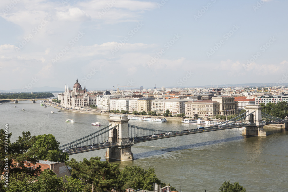 Amazing view of the most beautiful bridge in the most beautiful city in Europe. The Chain Bridge, Budapest.