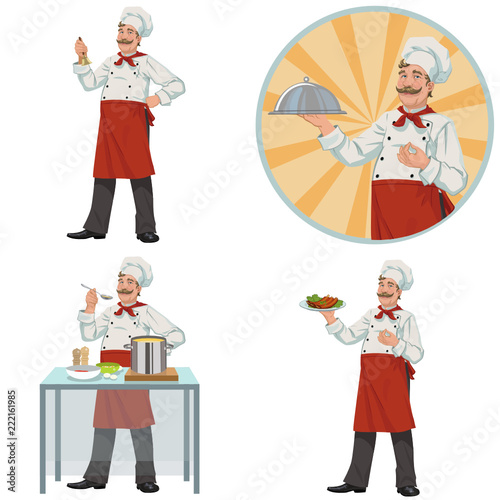 Good smiling chef.Set of four illustrations
