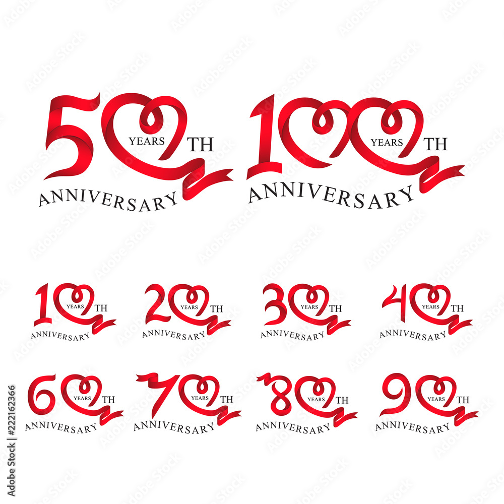 set anniversary red ribbon heart set anniversary red ribbon heart