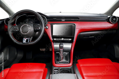 Big red car interior control close-up © jeson