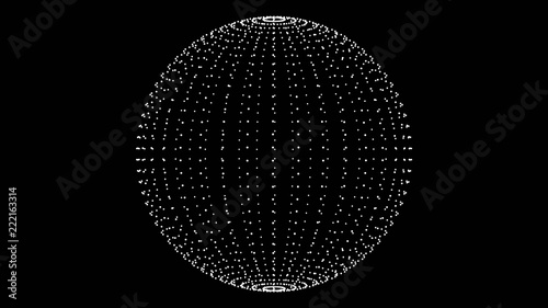 Computer graphics ball of white dots. Design sphere on a black background. © rul8let