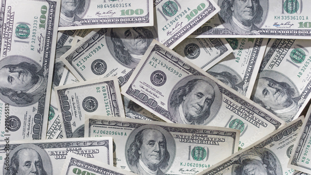 Background of one hundred dollar bills Background of one hundred dollar bills