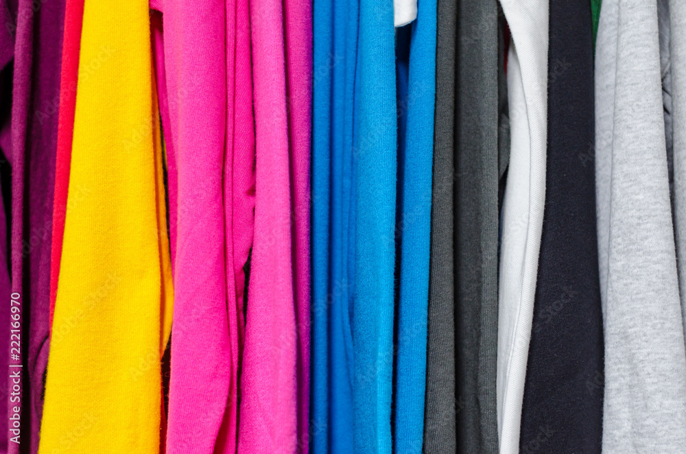 T-shirts made of multicolored fabric