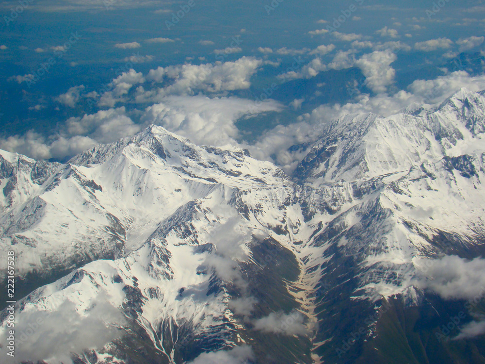 Fototapeta premium snow-capped mountains. the Caucasus Mountains. view from airplane 