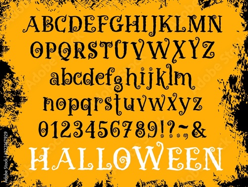 Halloween cartoon type font vector set