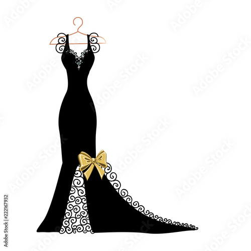 Silhouette of a dress with flowers and lace