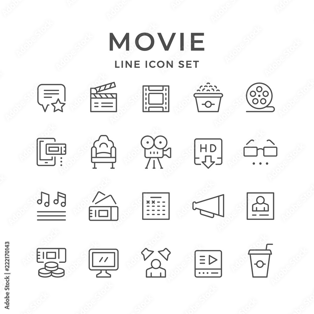 Set line icons of movie Set line icons of movie
