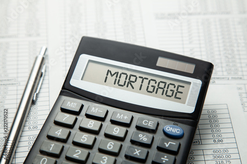 Calculator with inscription on a display MORTGAGE photo