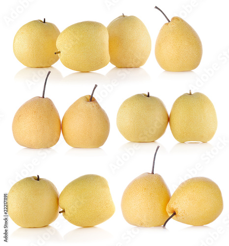 Pear fruit over white isolated background.
