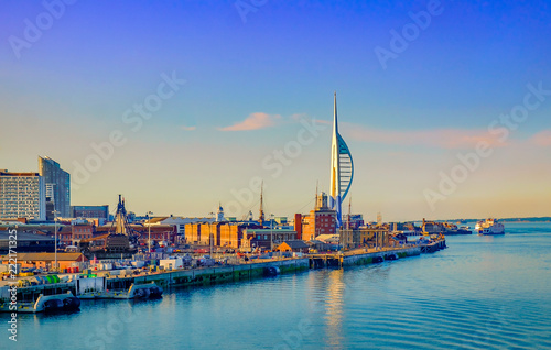 Portsmouth, England, June 2018, Portsmouth port in the late evening photo