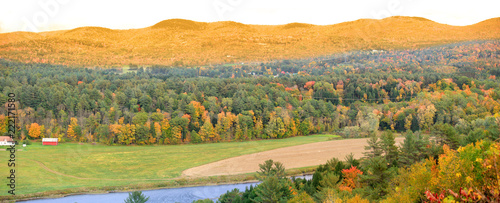 Panoramic view of rural Vermont in autumn time.