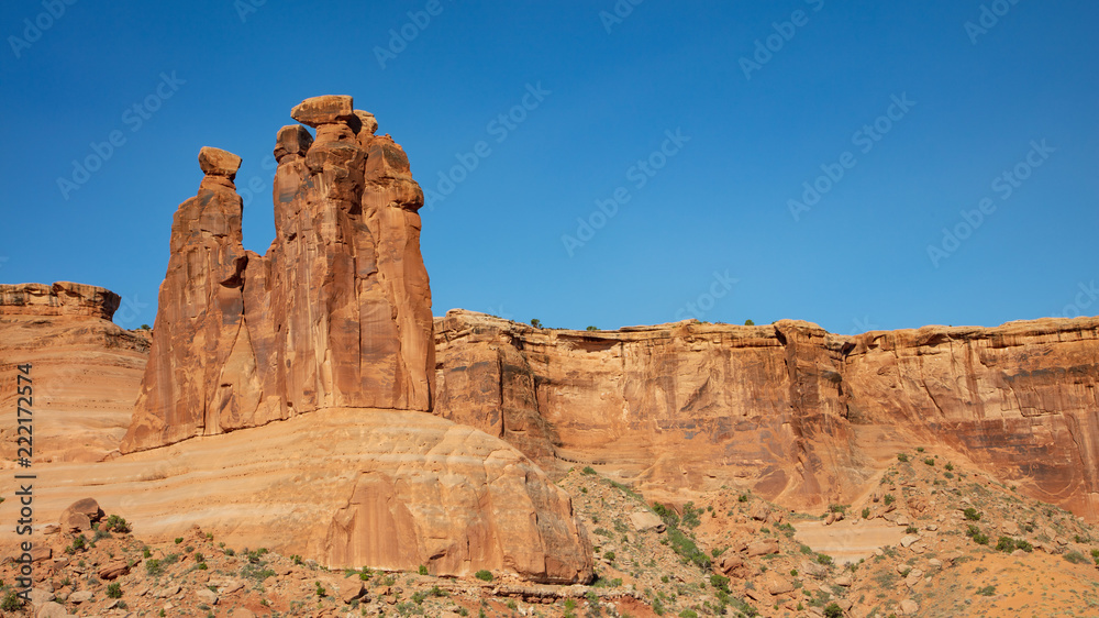 Iconic sculpted Slick Rock found along the Park Avenue Trail in Arches National Park Iconic sculpted Slick Rock found along the Park Avenue Trail in Arches National Park