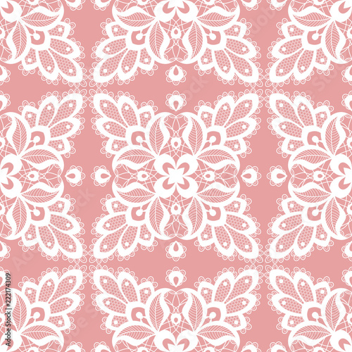 White floral lace seamless pattern © nonikastar