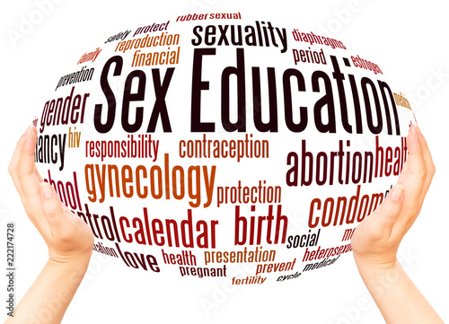 Sex Education word cloud hand sphere concept photo