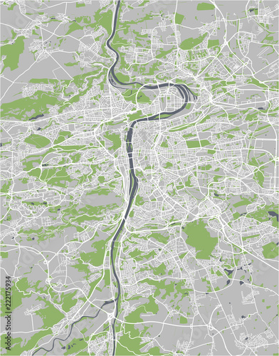 Fotografie, Obraz map of the city of Prague, Czech Republic