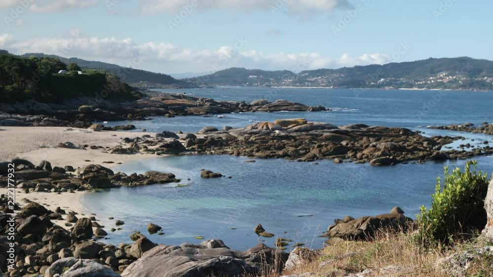 the beautiful beach playa lagos on the coast of galicia in spain