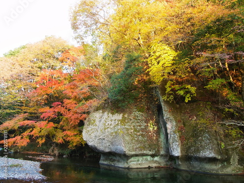御前岩の紅葉, Autumn leaves of Gozeniwa rock, Nakagawa town, Tochigi Prefecture, Japan