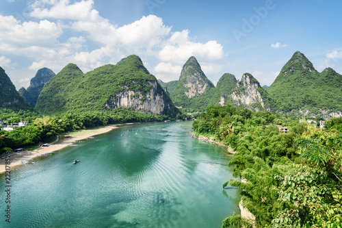 Canvas Print Amazing summer sunny landscape at Yangshuo County, Guilin, China