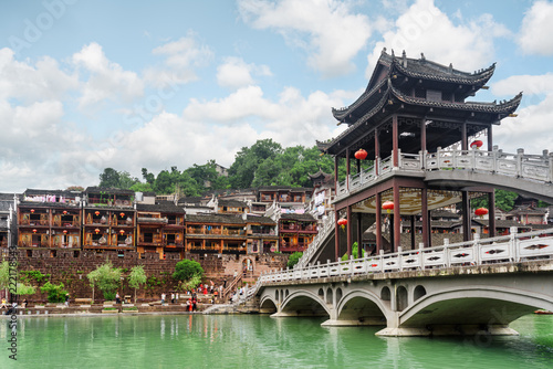 Scenic bridge with elements of traditional Chinese architecture
